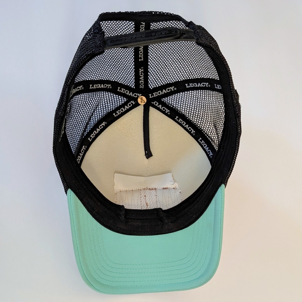 Nine Line Mint & Black Trucker Hat with Leather Logo - Picture 8 of 8